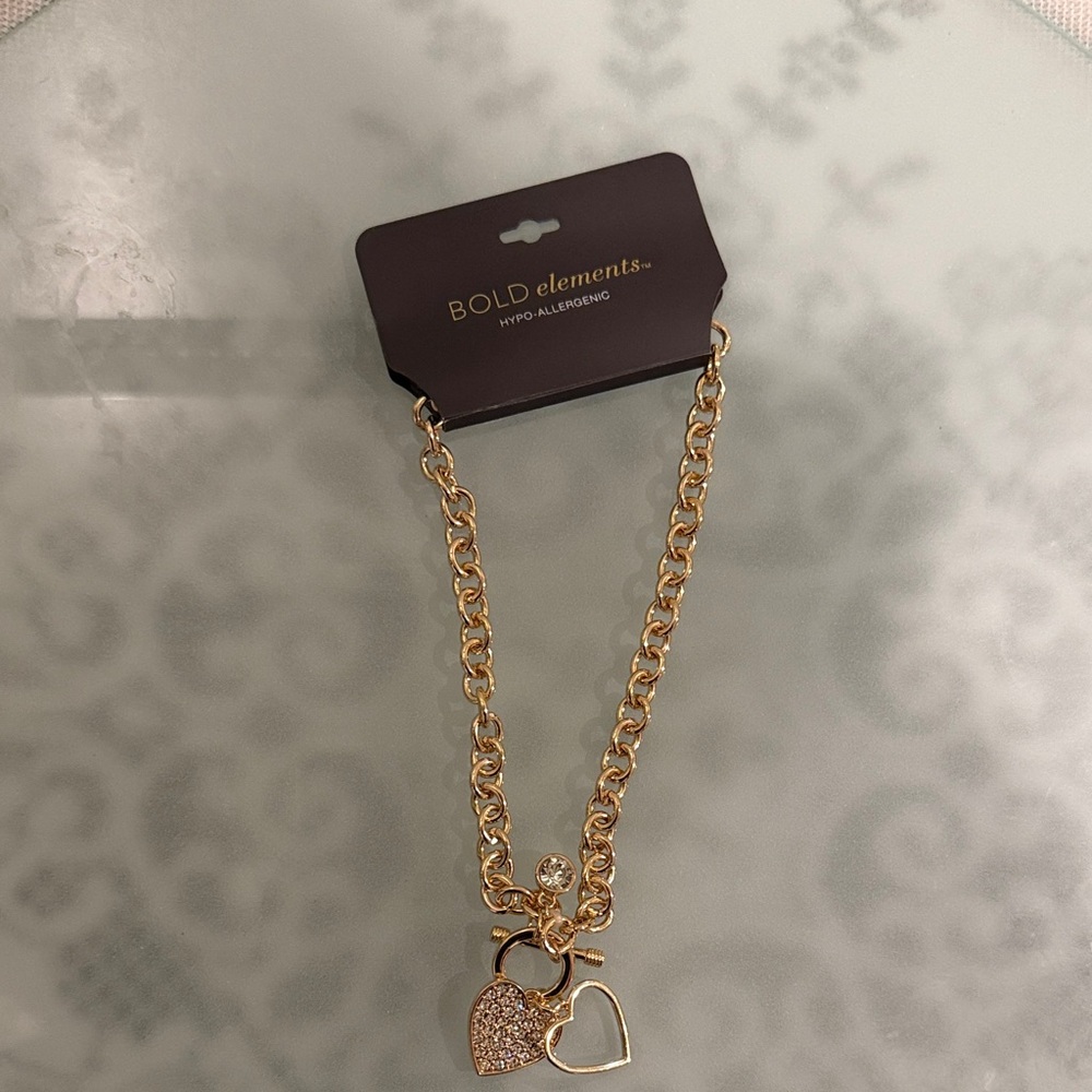 BOLD elements Gold Double Heart Necklace